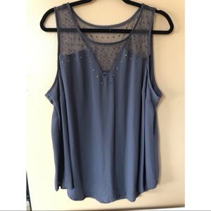 Torrid Women’s Grey Mesh Inset Studded Tank Top